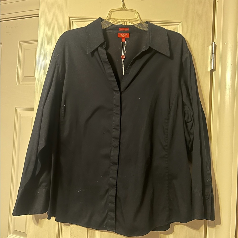 Talbots Black Dress Shirt Elegant Button-Up